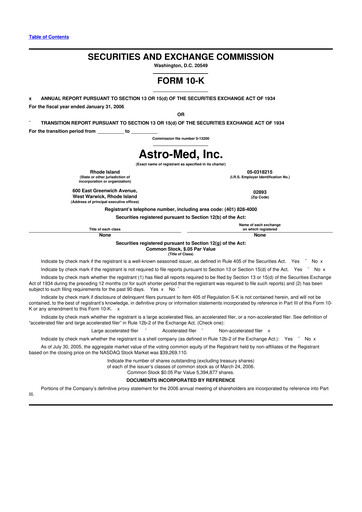 Miniature AstroNova, Inc. 10-K Rapport annuel 