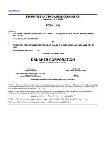 Miniature Danaher 10-Q Rapport trimestriel  