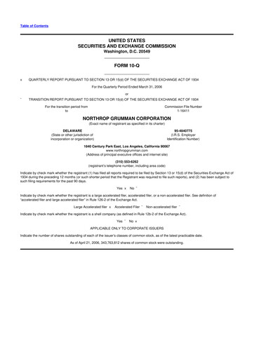 Thumbnail Northrop Grumman 10-Q Quarterly Report FY 