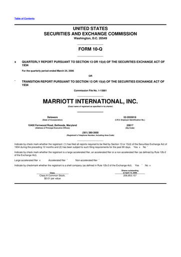 Vorschaubild Marriott International 10-Q Quartalsbericht  