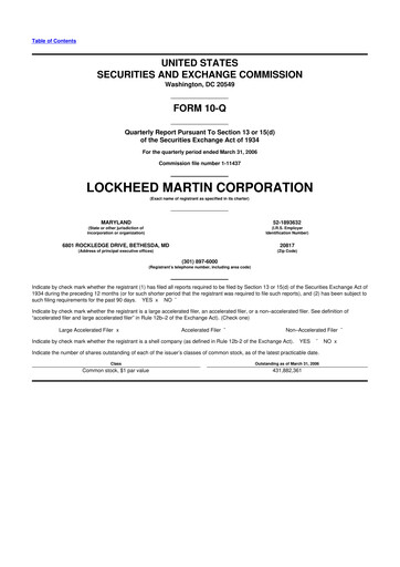 Thumbnail Lockheed Martin 10-Q Quarterly Report FY 