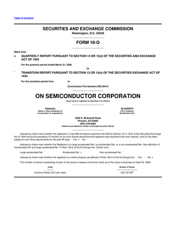 Thumbnail ON Semiconductor 10-Q Quarterly Report FY 