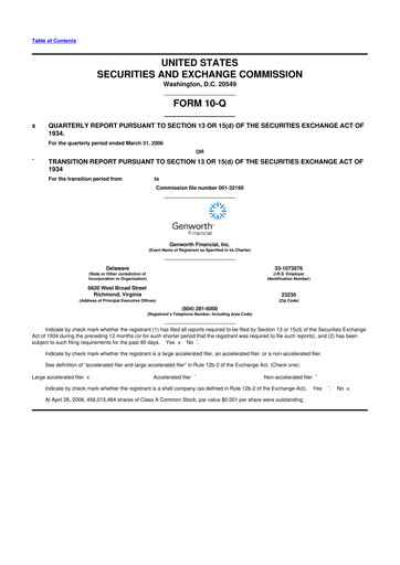 Miniature Genworth Financial
 10-Q Rapport trimestriel  