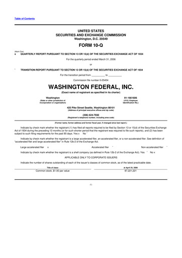 Thumbnail WaFd Bank 10-Q Quarterly Report FY 