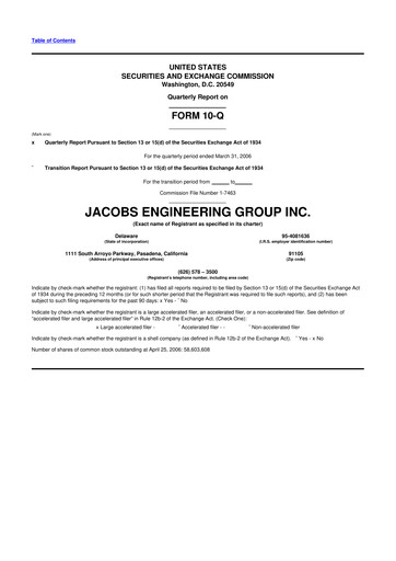 Miniature Jacobs Engineering 10-Q Rapport trimestriel  