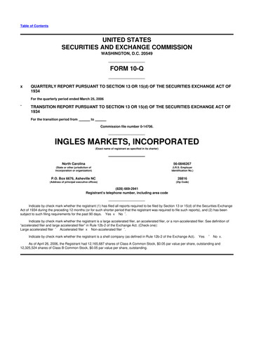 Thumbnail Ingles Markets 10-Q Quarterly Report FY 