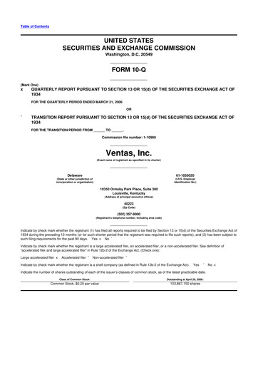 Miniature Ventas 10-Q Rapport trimestriel  