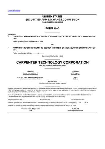 Thumbnail Carpenter Technology 10-Q Quarterly Report FY 