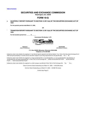 Thumbnail A. O. Smith 10-Q Quarterly Report FY 
