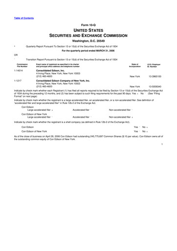 Thumbnail Consolidated Edison 10-Q Quarterly Report FY 