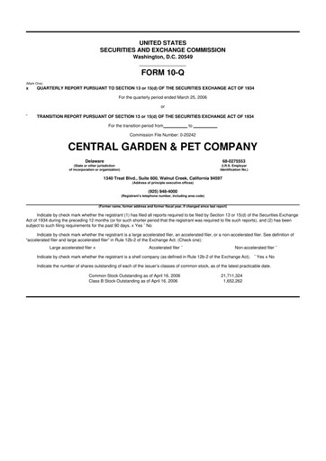 Miniature Central Garden & Pet 10-Q Rapport trimestriel  