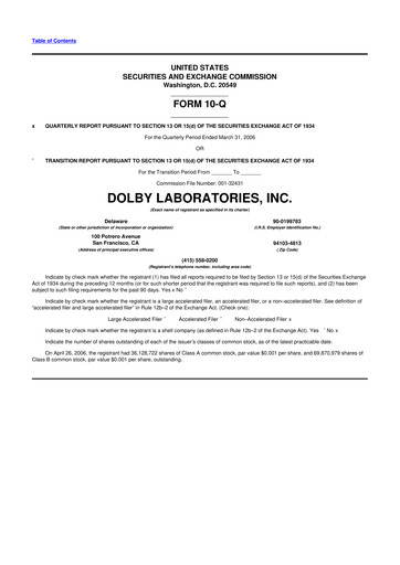 Thumbnail Dolby 10-Q Quarterly Report FY 