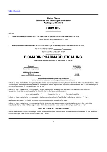 Thumbnail BioMarin Pharmaceutical 10-Q Quarterly Report FY 