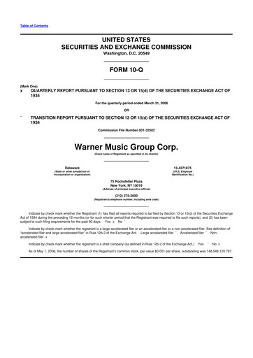 Vorschaubild Warner Music Group
 10-Q Quartalsbericht  