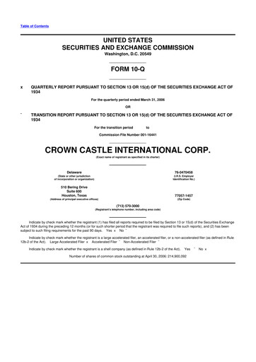 Vorschaubild Crown Castle 10-Q Quartalsbericht  