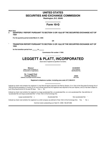 Thumbnail Leggett & Platt

 10-Q Quarterly Report FY 