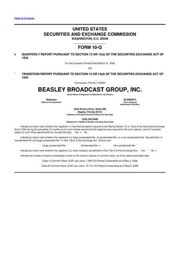 Thumbnail Beasley Broadcast Group
 10-Q Quarterly Report FY 