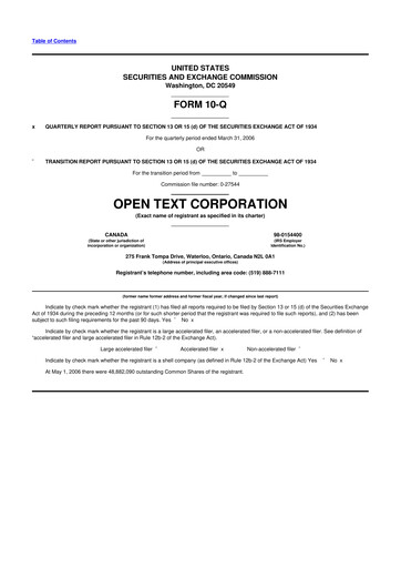 Thumbnail OpenText 10-Q Quarterly Report FY 