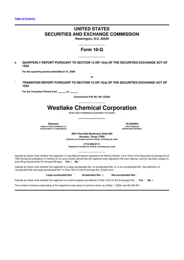 Thumbnail Westlake Corporation
 10-Q Quarterly Report FY 