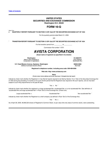 Thumbnail Avista
 10-Q Quarterly Report FY 