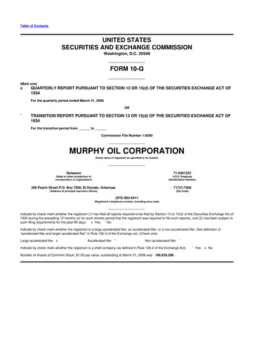 Thumbnail Murphy Oil
 10-Q Quarterly Report FY 
