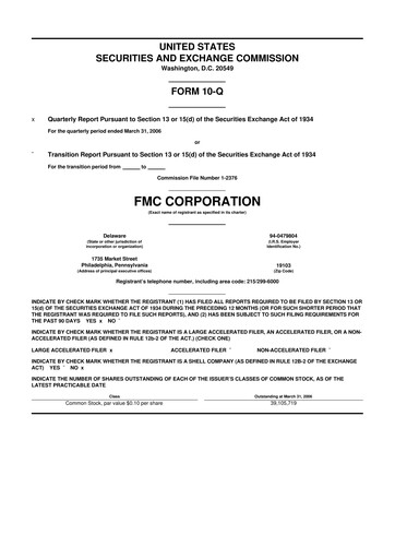 Thumbnail FMC Corporation 10-Q Quarterly Report FY 