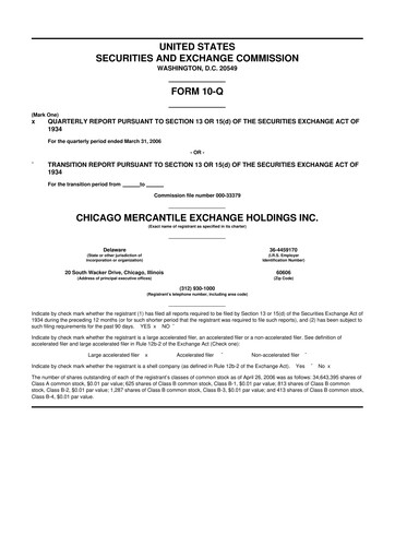Miniature CME Group 10-Q Rapport trimestriel  