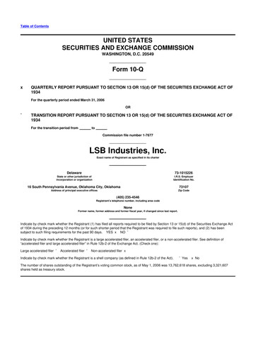 Thumbnail LSB Industries 10-Q Quarterly Report FY 