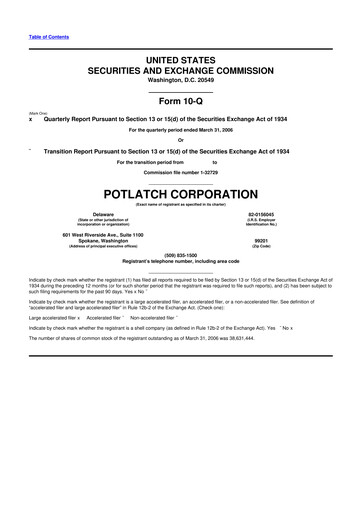 Thumbnail PotlatchDeltic
 10-Q Quarterly Report FY 