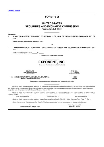 Thumbnail Exponent
 10-Q Quarterly Report FY 