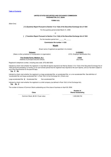 Miniature Wyeth 10-Q Rapport trimestriel  