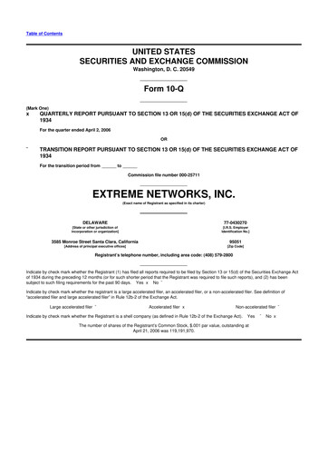 Thumbnail Extreme Networks
 10-Q Quarterly Report FY 
