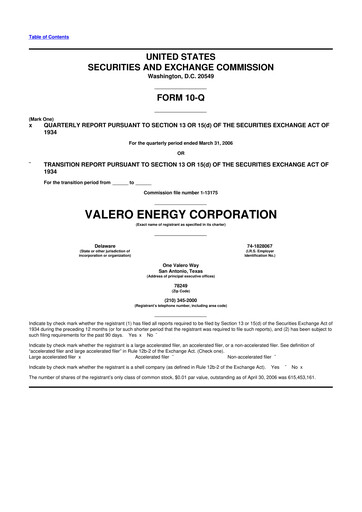 Vorschaubild Valero Energy 10-Q Quartalsbericht  