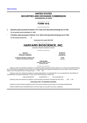 Thumbnail Harvard Bioscience 10-Q Quarterly Report FY 