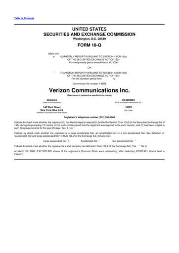 Thumbnail Verizon 10-Q Quarterly Report FY 