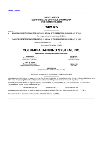 Thumbnail Columbia Banking System 10-Q Quarterly Report FY 