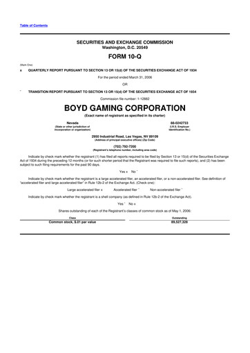 Vorschaubild Boyd Gaming
 10-Q Quartalsbericht  