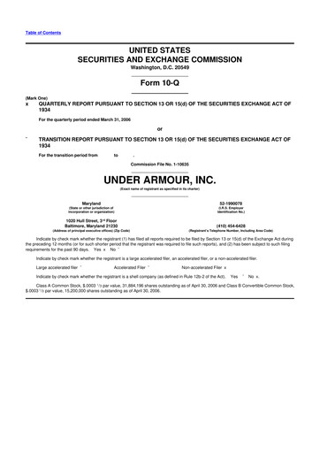 Vorschaubild Under Armour
 10-Q Quartalsbericht  
