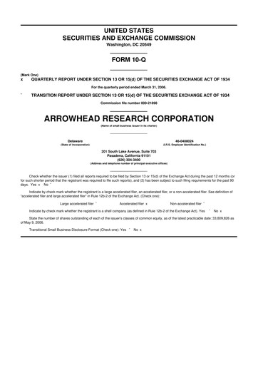 Thumbnail Arrowhead Pharmaceuticals
 10-Q Quarterly Report FY 