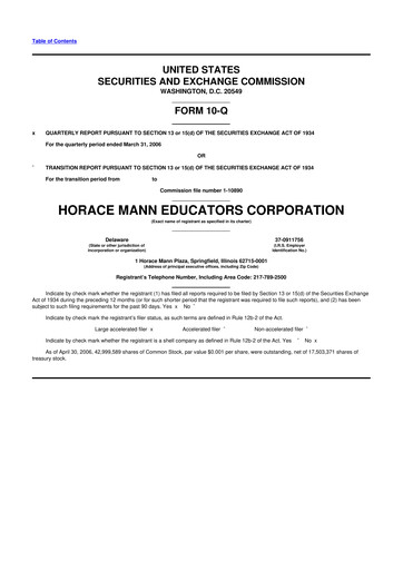 Vorschaubild Horace Mann Educators 10-Q Quartalsbericht  