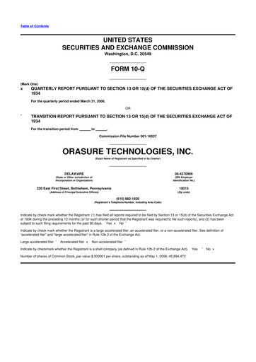 Thumbnail OraSure Technologies 10-Q Quarterly Report FY 