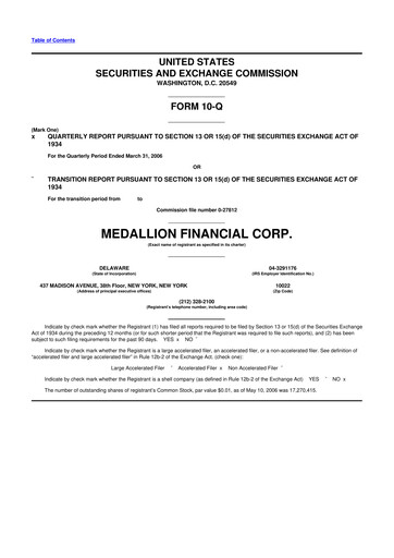 Thumbnail Medallion Financial Corp. 10-Q Quarterly Report FY 