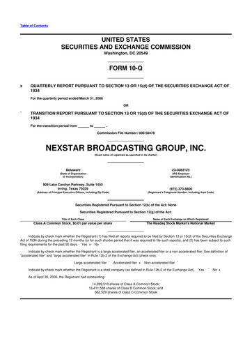 Thumbnail Nexstar Media Group
 10-Q Quarterly Report FY 