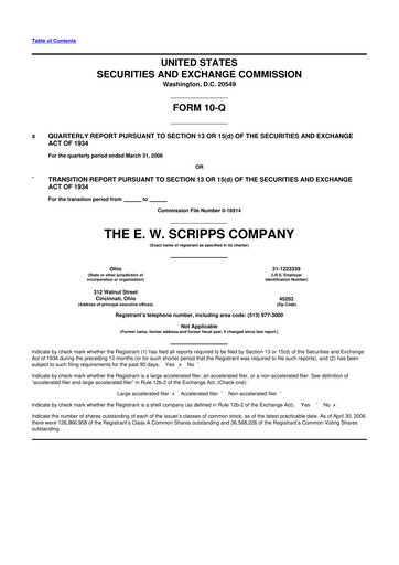Thumbnail E. W. Scripps Company
 10-Q Quarterly Report FY 