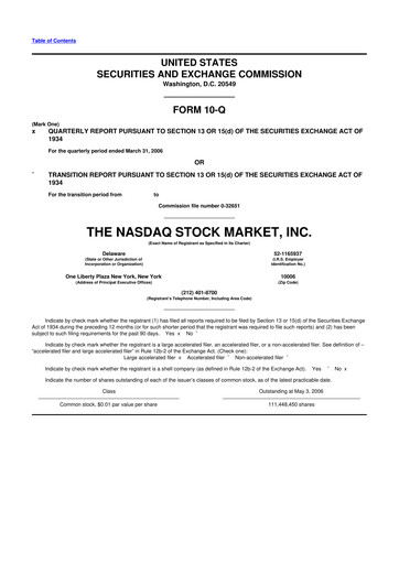Thumbnail Nasdaq 10-Q Quarterly Report FY 