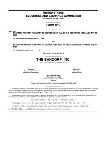 Thumbnail The Bancorp, Inc. 10-Q Quarterly Report FY 