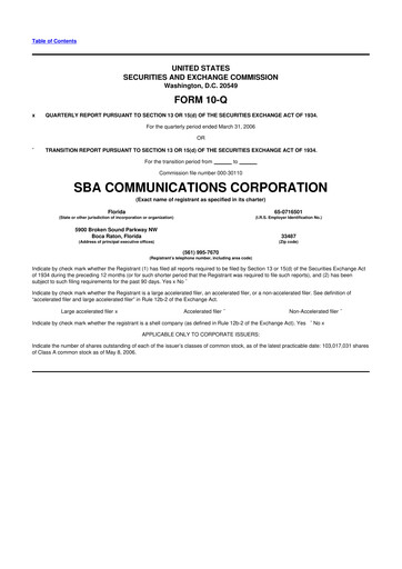 Miniature SBA Communications 10-Q Rapport trimestriel  