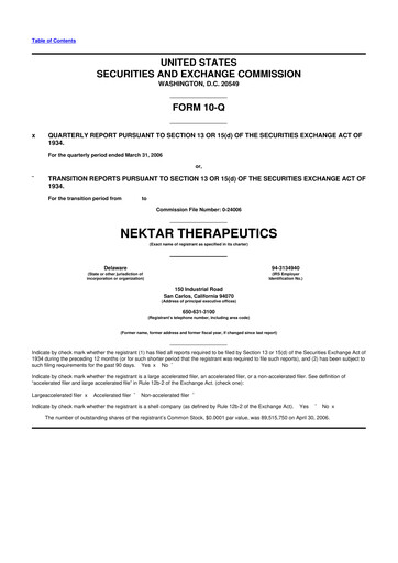 Thumbnail Nektar Therapeutics
 10-Q Quarterly Report FY 