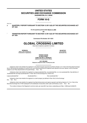 Thumbnail Global Crossing 10-Q Quarterly Report FY 