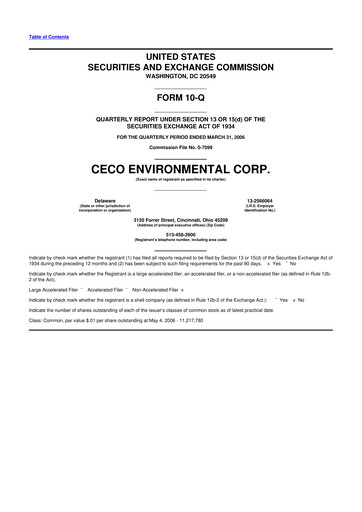Thumbnail CECO Environmental
 10-Q Quarterly Report FY 